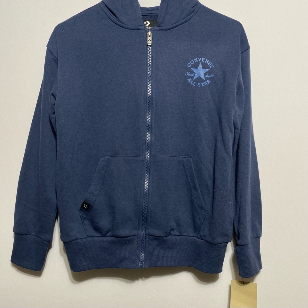 Converse Chuck Taylor Youth Medium Navy Blue Full Zip Sweatshirt Jacket
